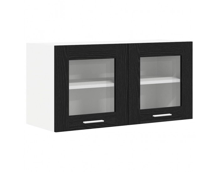Sonata H Висящ шкаф с рафт с врата Riga Черен дъб и бяло 80 x 31 x 40 см