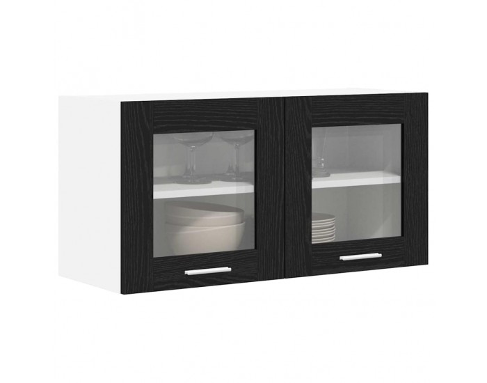 Sonata H Висящ шкаф с рафт с врата Riga Черен дъб и бяло 80 x 31 x 40 см
