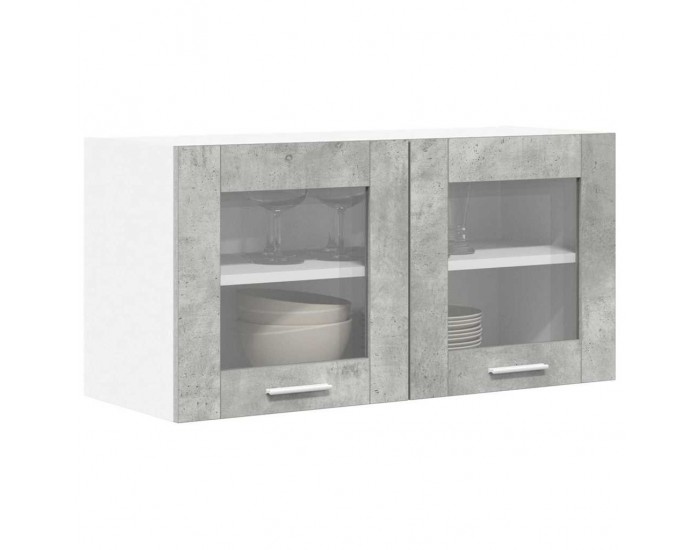 Sonata H Висящ шкаф с рафт с врата Riga Бетон сив и бяло 80 x 31 x 40 см