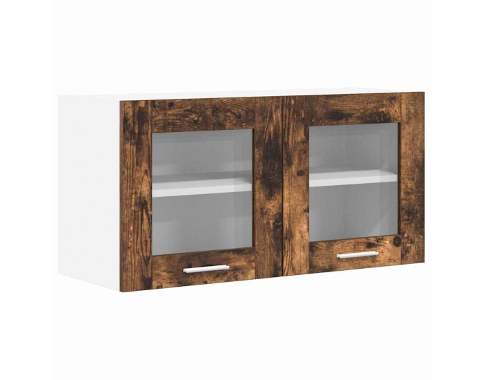 Sonata H Висящ шкаф с рафт с врата Riga Димящ дъб и бяло 80 x 31 x 40 см