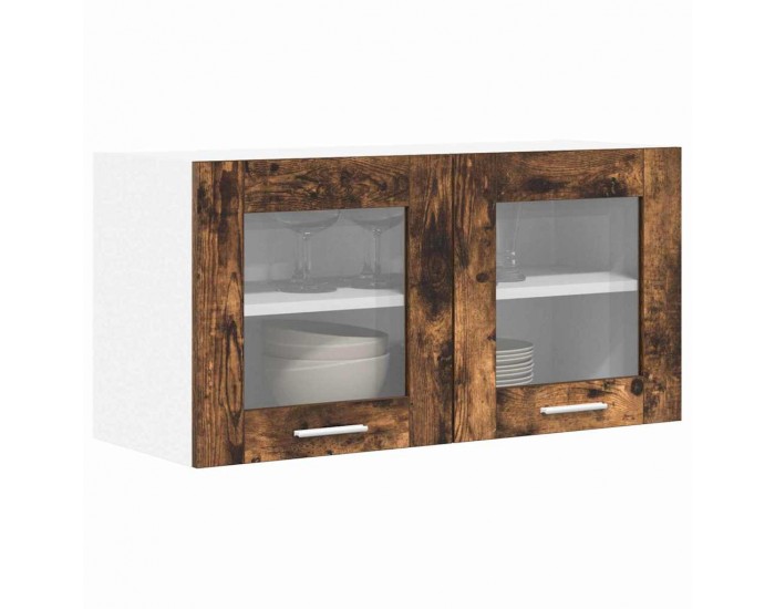 Sonata H Висящ шкаф с рафт с врата Riga Димящ дъб и бяло 80 x 31 x 40 см