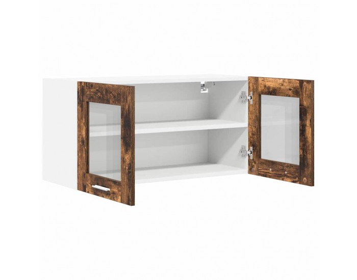 Sonata H Висящ шкаф с рафт с врата Riga Димящ дъб и бяло 80 x 31 x 40 см