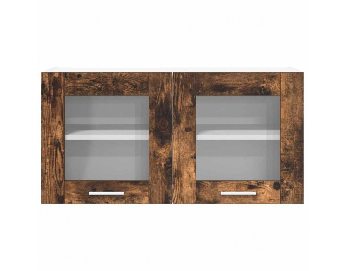 Sonata H Висящ шкаф с рафт с врата Riga Димящ дъб и бяло 80 x 31 x 40 см