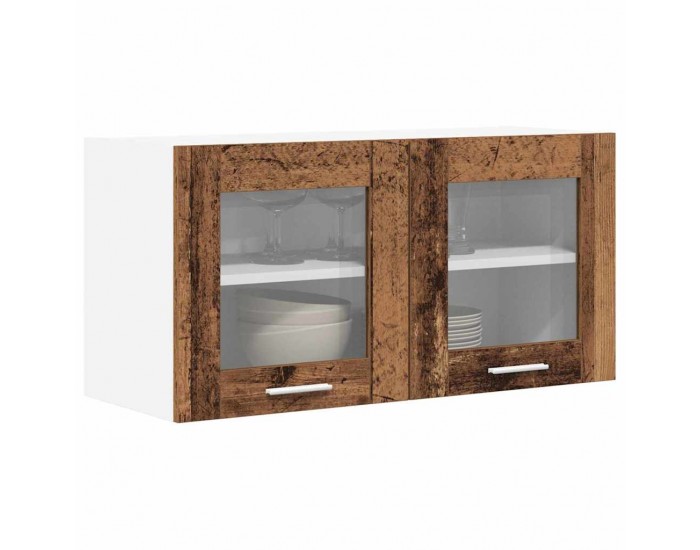 Sonata H Висящ шкаф с рафт Riga Стара дървесина и бяло 80 x 31 x 40 см