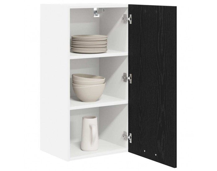 Sonata H Висящ шкаф с рафт с врата Riga Черен дъб и бяло 40 x 31 x 80 см