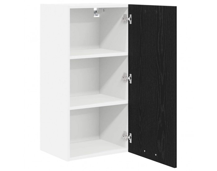 Sonata H Висящ шкаф с рафт с врата Riga Черен дъб и бяло 40 x 31 x 80 см