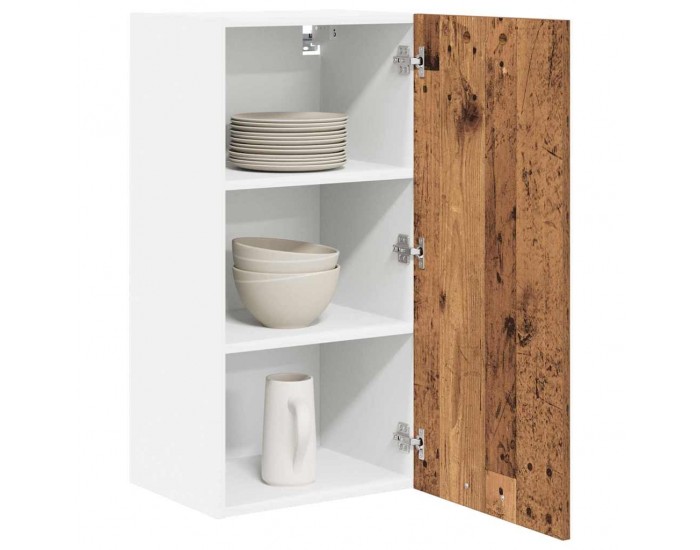 Sonata H Висящ шкаф с рафт Riga Стара дървесина и бяло 40 x 31 x 80 см