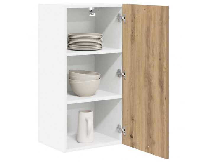 Sonata H Висящ шкаф с рафт Riga Занаятчийски дъб и бяло 40 x 31 x 80 см