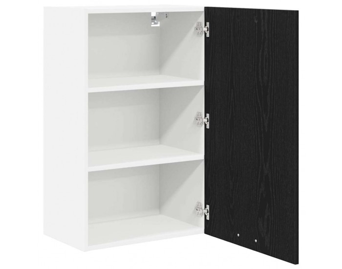 Sonata H Висящ шкаф с рафт с врата Riga Черен дъб и бяло 50 x 31 x 80 см