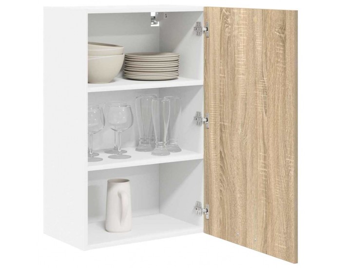 Sonata H Висящ шкаф с рафт Riga Сонома дъб и бяло 50 x 31 x 80 см