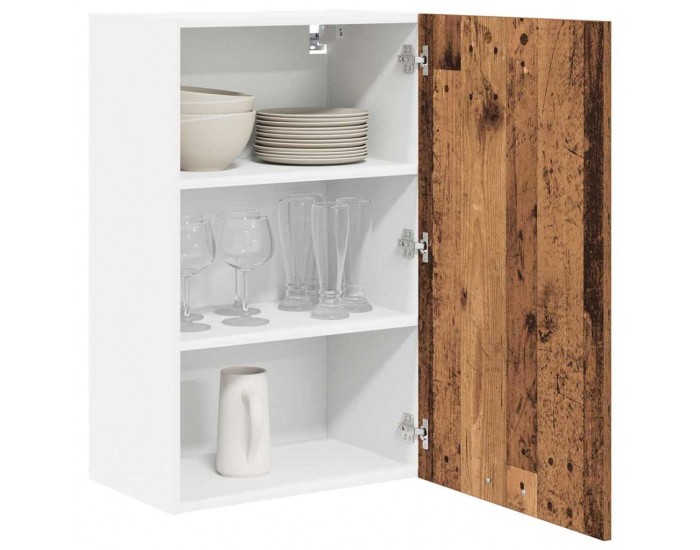 Sonata H Висящ шкаф с рафт Riga Стара дървесина и бяло 50 x 31 x 80 см