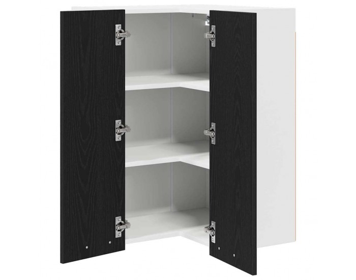 Sonata H Висящ шкаф с рафт Riga Черен дъб и бяло 57 x 57 x 80 см