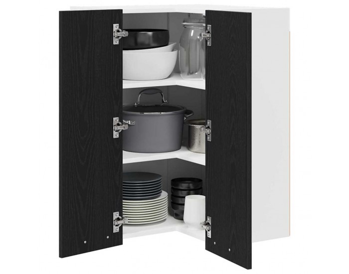 Sonata H Висящ шкаф с рафт Riga Черен дъб и бяло 57 x 57 x 80 см