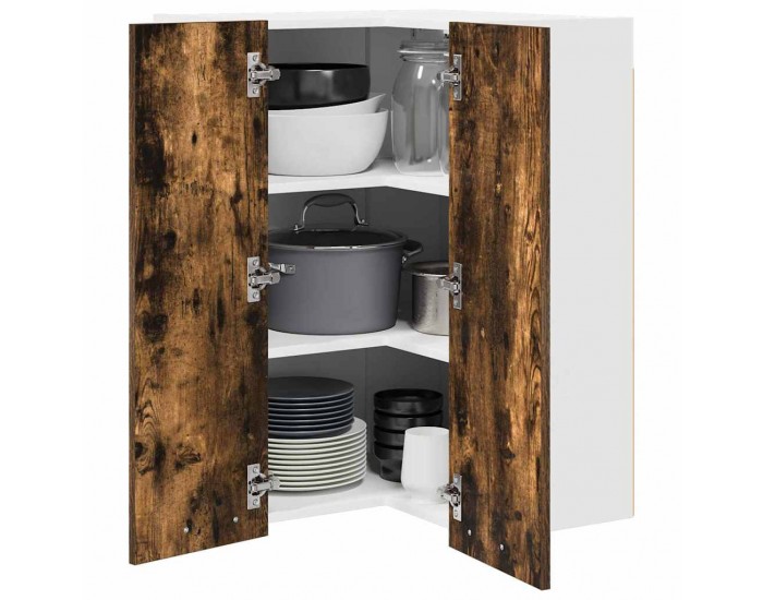 Sonata H Висящ шкаф с рафт Riga Димящ дъб и бяло 57 x 57 x 80 см