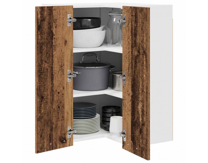 Sonata H Висящ шкаф с рафт Riga Стара дървесина и бяло 57 x 57 x 80 см