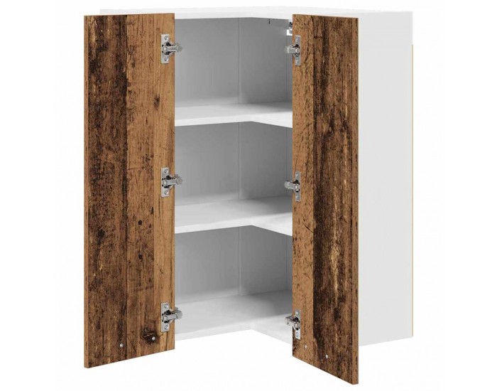 Sonata H Висящ шкаф с рафт Riga Стара дървесина и бяло 57 x 57 x 80 см