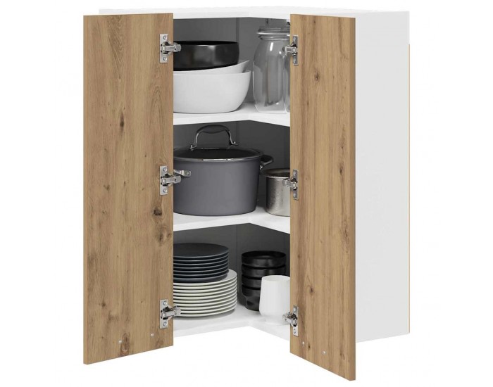 Sonata H Висящ шкаф с рафт Riga Занаятчийски дъб и бяло 57 x 57 x 80 см