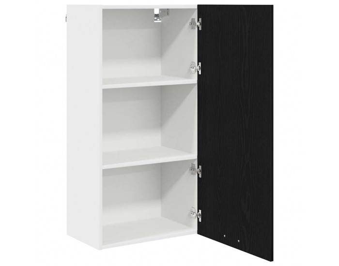 Sonata H Висящ шкаф с рафт Riga Черен дъб и бяло 50 x 31 x 100 см