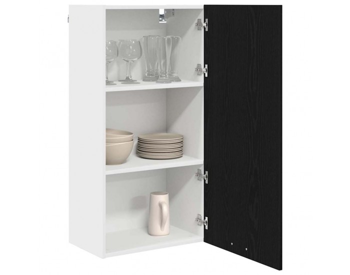 Sonata H Висящ шкаф с рафт Riga Черен дъб и бяло 50 x 31 x 100 см