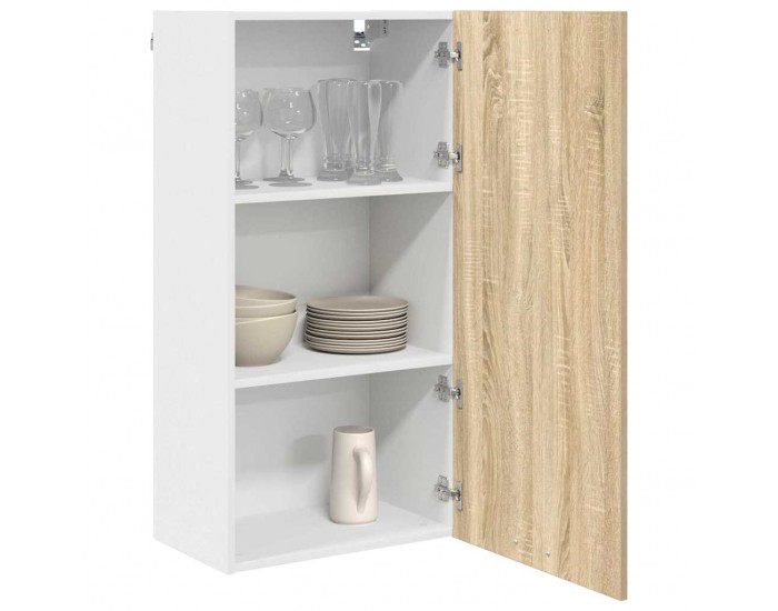 Sonata H Висящ шкаф с рафт Riga Сонома дъб и бяло 50 x 31 x 100 см