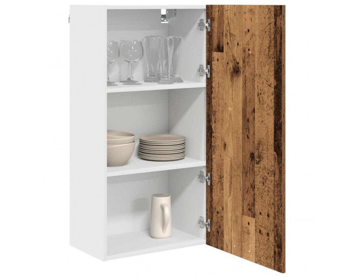 Sonata H Висящ шкаф с рафт Riga Стара дървесина и бяло 50 x 31 x 100 см