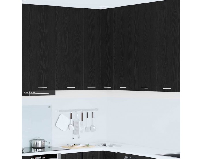 Sonata H Висящ шкаф с рафт Riga Черен дъб и бяло 57 x 57 x 100 см