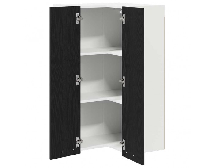 Sonata H Висящ шкаф с рафт Riga Черен дъб и бяло 57 x 57 x 100 см