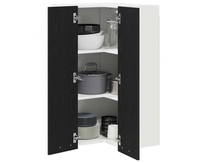 Sonata H Висящ шкаф с рафт Riga Черен дъб и бяло 57 x 57 x 100 см