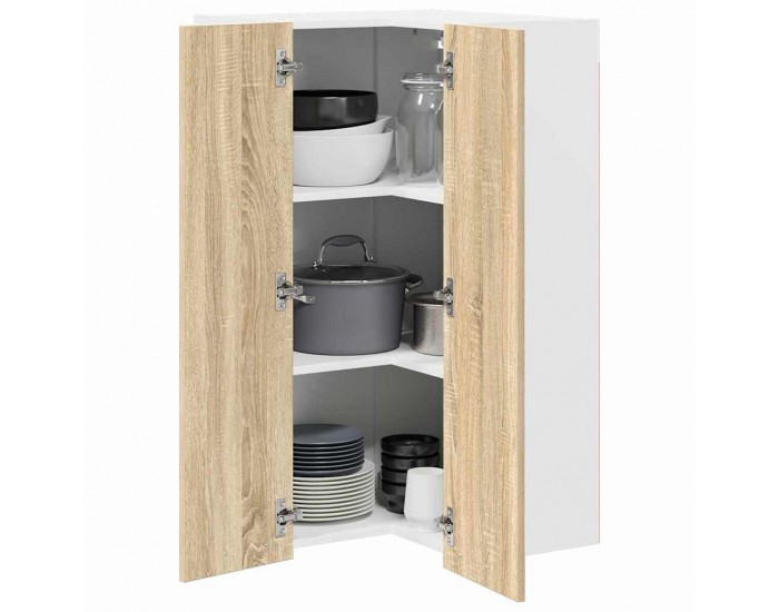 Sonata H Висящ шкаф с рафт Riga Сонома дъб и бяло 57 x 57 x 100 см