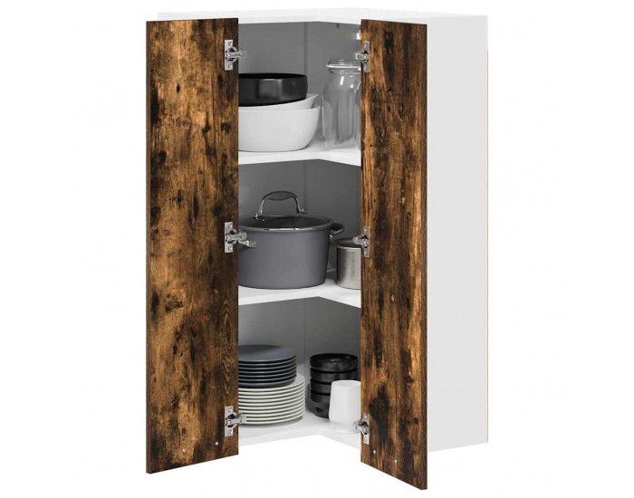 Sonata H Висящ шкаф с рафт Riga Димящ дъб и бяло 57 x 57 x 100 см