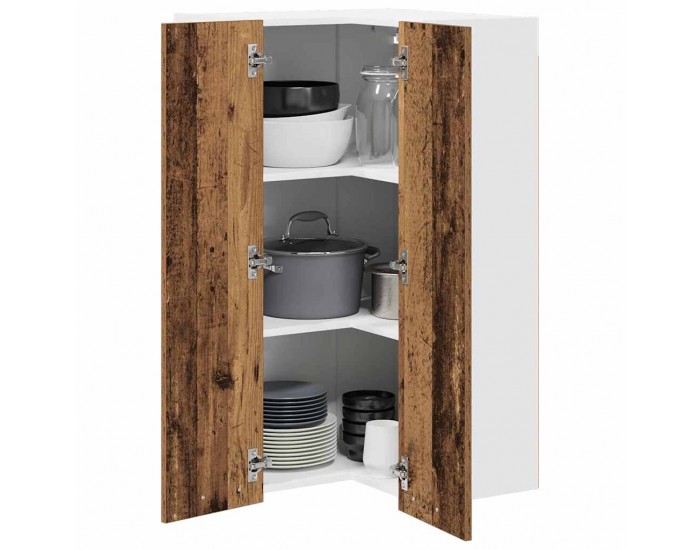 Sonata H Висящ шкаф с рафт Riga Стара дървесина и бяло 57 x 57 x 100 см