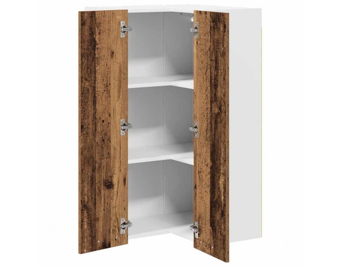 Sonata H Висящ шкаф с рафт Riga Стара дървесина и бяло 57 x 57 x 100 см