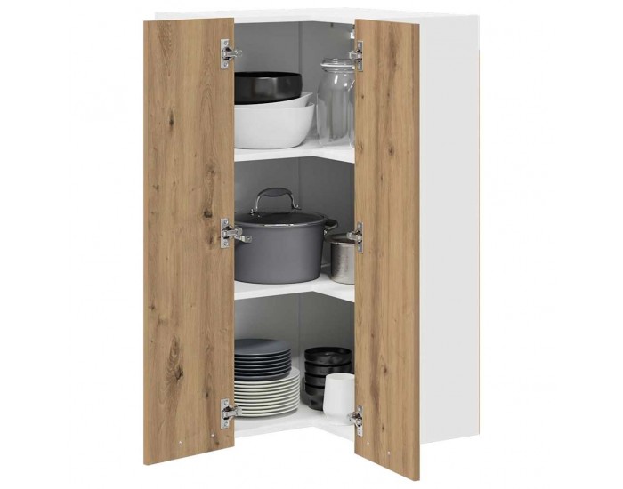 Sonata H Висящ шкаф с рафт Riga Занаятчийски дъб и бяло 57 x 57 x 100 см