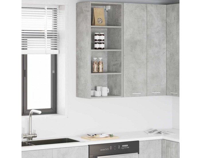 Sonata H Висящ шкаф с рафт Riga Циментено сиво 40 x 29,5 x 100 см