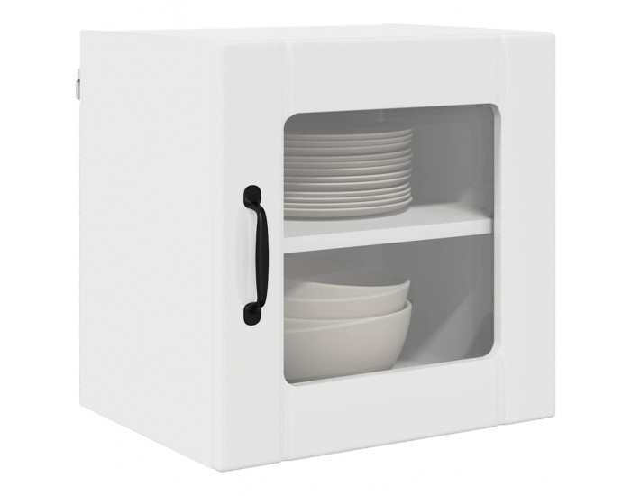 Sonata H Горен кухненски шкаф с рафт Лъскаво бяло 40 x 31 x 40 см