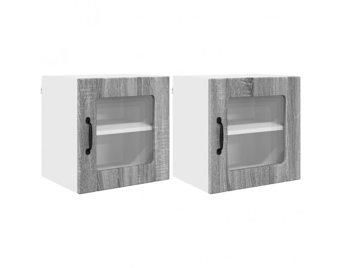 Sonata H Горен кухненски шкаф с рафт 2 pcs Сив Сонома 40 x 31 x 40 см