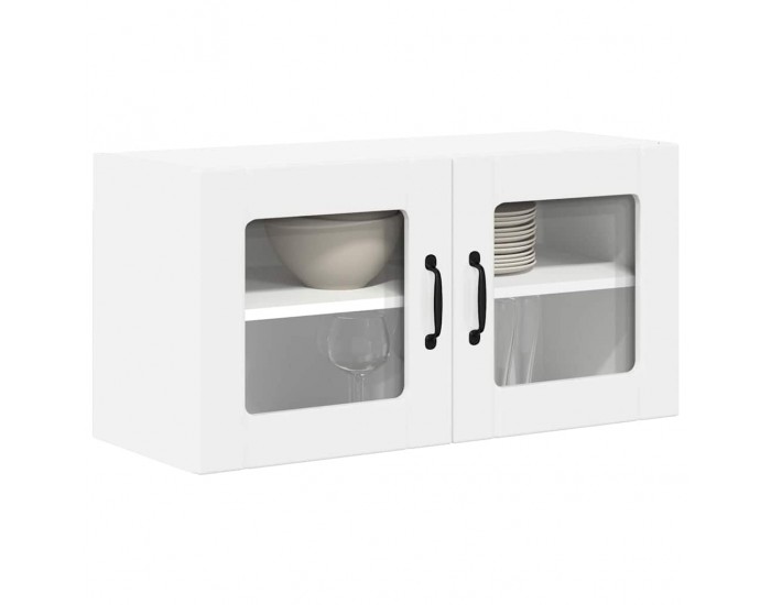 Sonata H Горен кухненски шкаф с рафт Лъскаво бяло 80 x 31 x 40 см