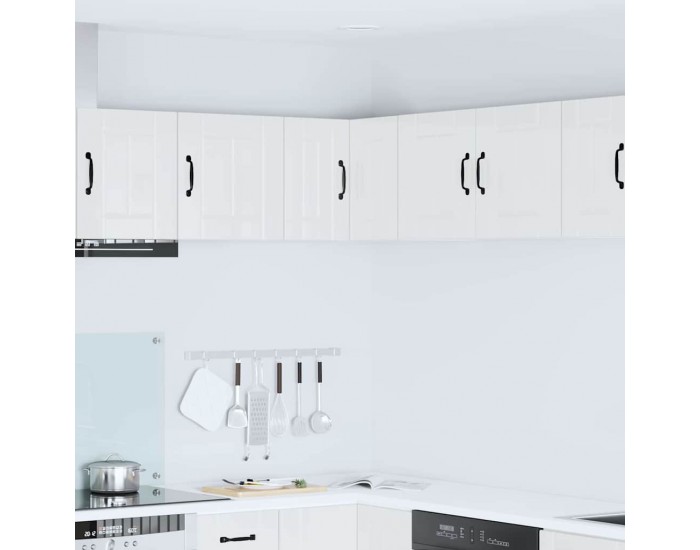 Sonata H Горен кухненски шкаф с рафт Лъскаво бяло 57 x 57 x 40 см