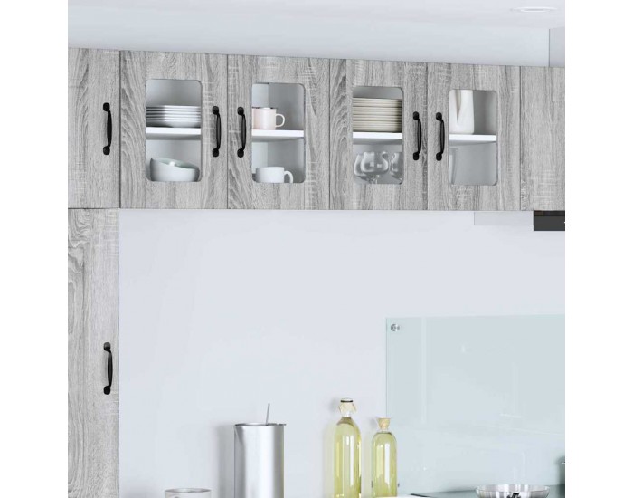 Sonata H Горен кухненски шкаф с рафт 2 pcs Сив Сонома 60 x 31 x 40 см