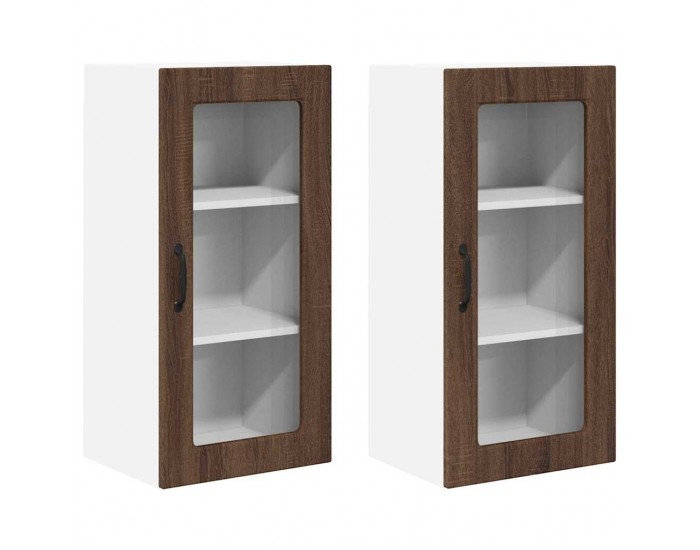 Sonata H Горен кухненски шкаф с рафт 2 pcs Кафяв дъб 40 x 31 x 80 см