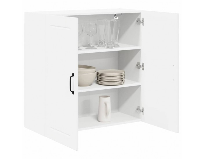 Sonata H Горен кухненски шкаф с рафт Лъскаво бяло 80 x 31 x 80 см