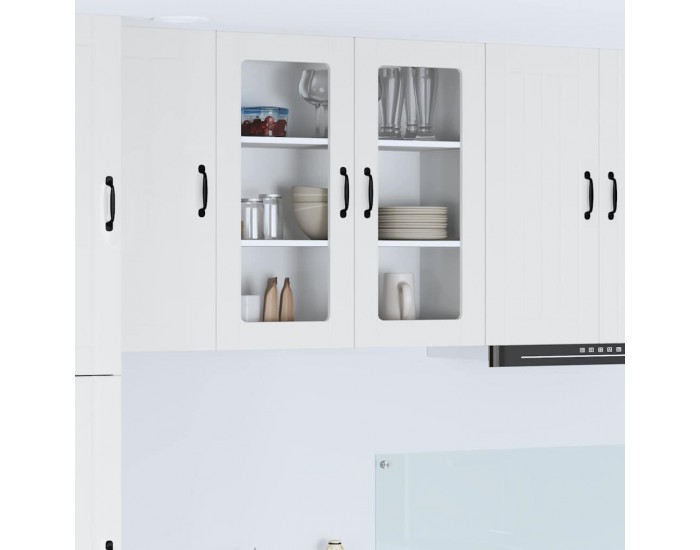 Sonata H Горен кухненски шкаф с рафт Лъскаво бяло 80 x 31 x 80 см