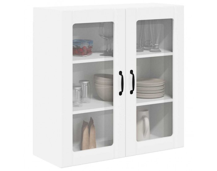 Sonata H Горен кухненски шкаф с рафт Лъскаво бяло 80 x 31 x 80 см