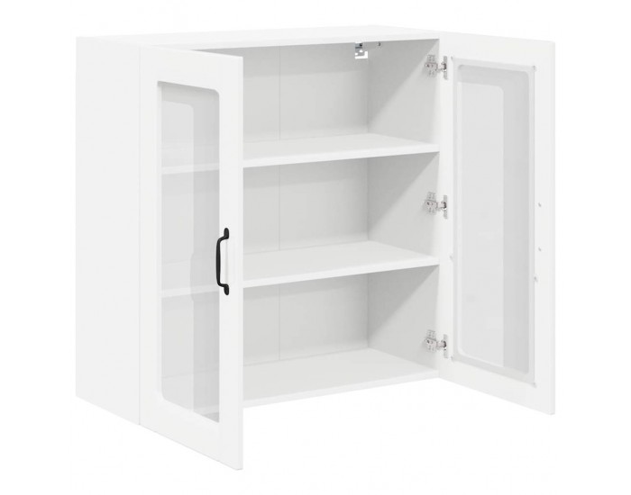 Sonata H Горен кухненски шкаф с рафт Лъскаво бяло 80 x 31 x 80 см