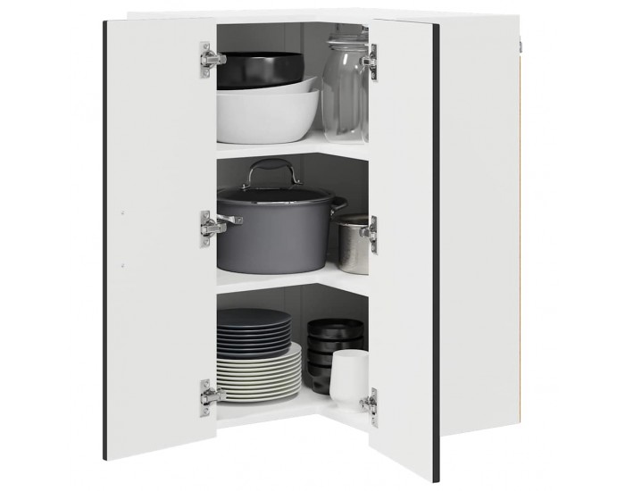 Sonata H Горен кухненски шкаф Черно 57 x 57 x 80 см Инженерно дърво