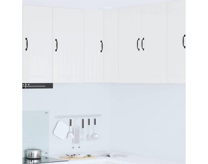 Sonata H Горен кухненски шкаф с рафт Лъскаво бяло 57 x 57 x 80 см