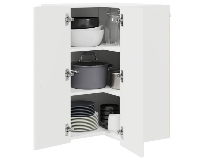 Sonata H Горен кухненски шкаф с рафт Лъскаво бяло 57 x 57 x 80 см