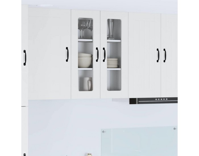 Sonata H Горен кухненски шкаф с рафт Лъскаво бяло 60 x 31 x 80 см