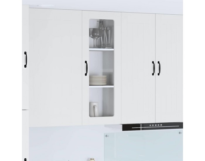 Sonata H Горен кухненски шкаф с рафт Лъскаво бяло 40 x 31 x 100 см
