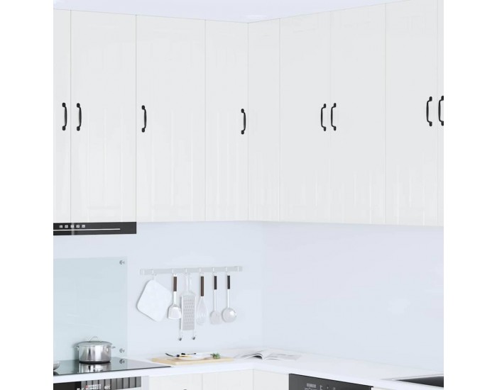 Sonata H Горен кухненски шкаф с рафт Лъскаво бяло 57 x 57 x 100 см